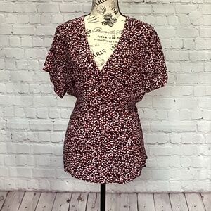 20. Chelsea 28 Black & Coral Cap Sleeve Blouse NWT Size XL